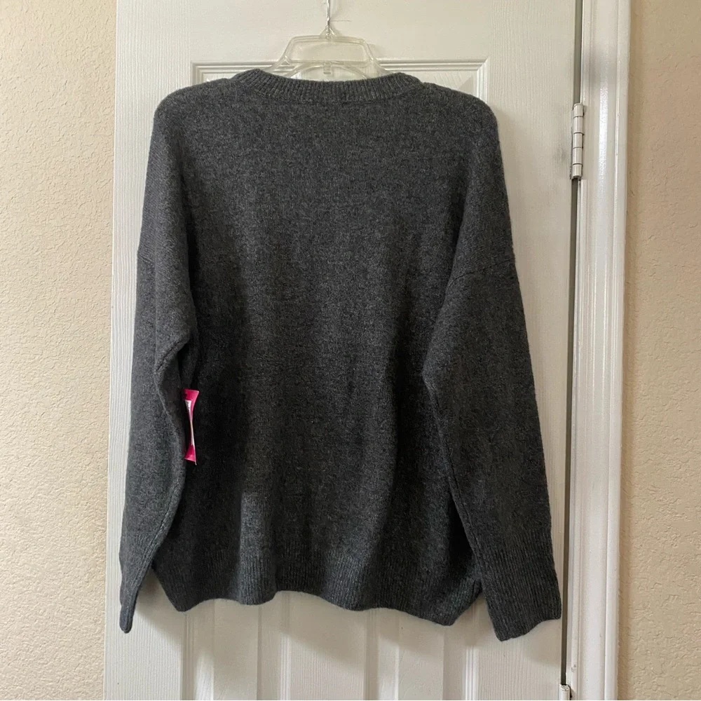 Vince Camuto Heather Gray V-Neck Long Sleeve Women's Size Medium Sweater NWT! - Picture 9 of 16